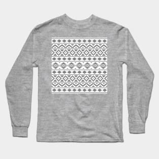 Aztec Essence Pattern Gray on White Long Sleeve T-Shirt